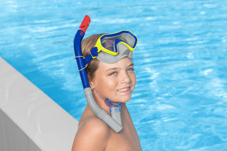 Dykset barn 7+ mask och snorkel UV-skydd anti-inflödesventil latexfri