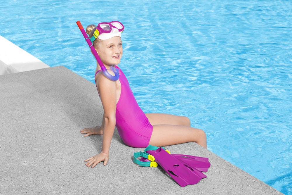 Dykset barn 7+ mask snorkel fenor rosa, fenor stl 37-41