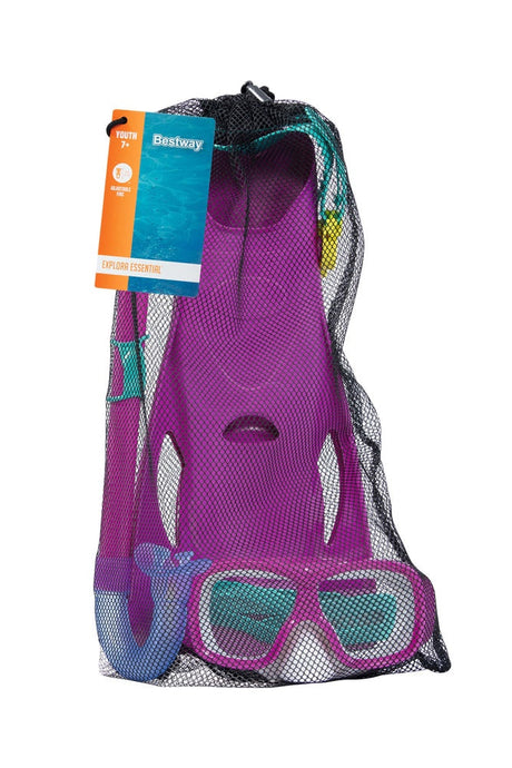 Dykset barn 7+ mask snorkel fenor rosa, fenor stl 37-41