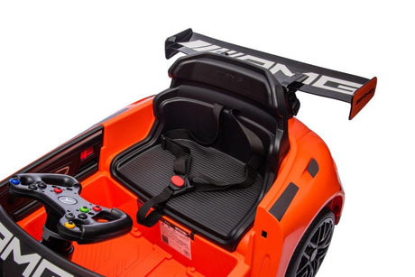 Elbil barn Mercedes AMG GT3 ride-on orange med fjärrkontroll 2.4G