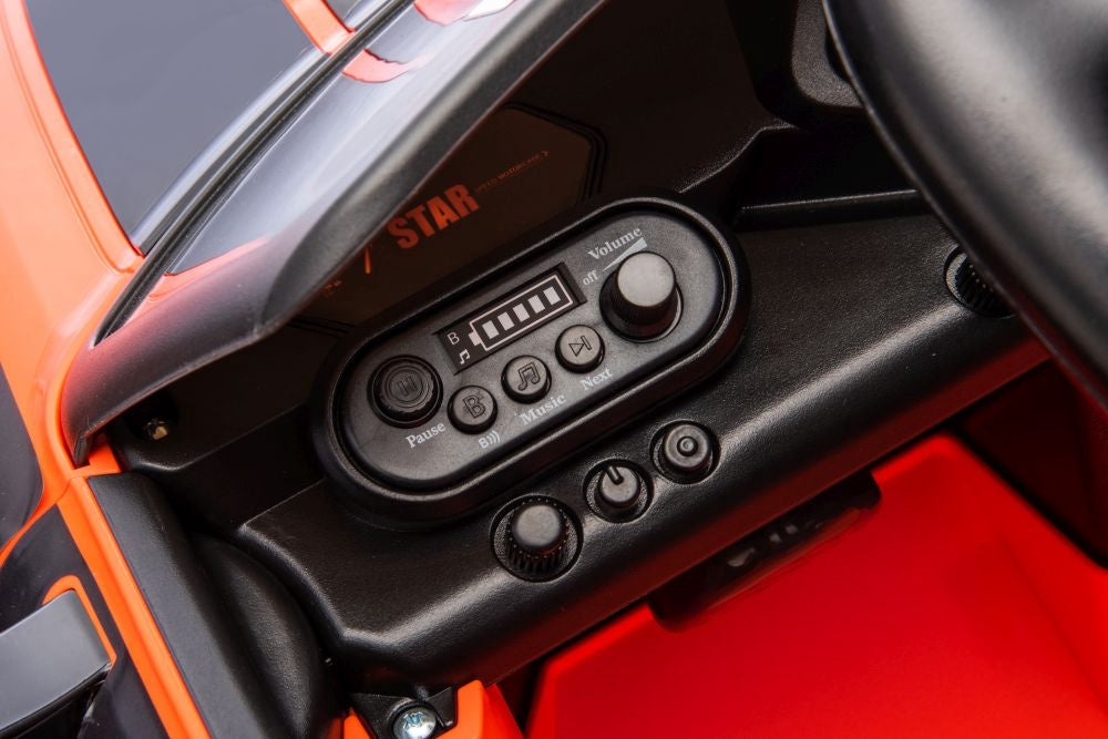 Elbil barn Mercedes AMG GT3 ride-on orange med fjärrkontroll 2.4G