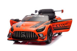 Elbil barn Mercedes AMG GT3 ride-on orange med fjärrkontroll 2.4G