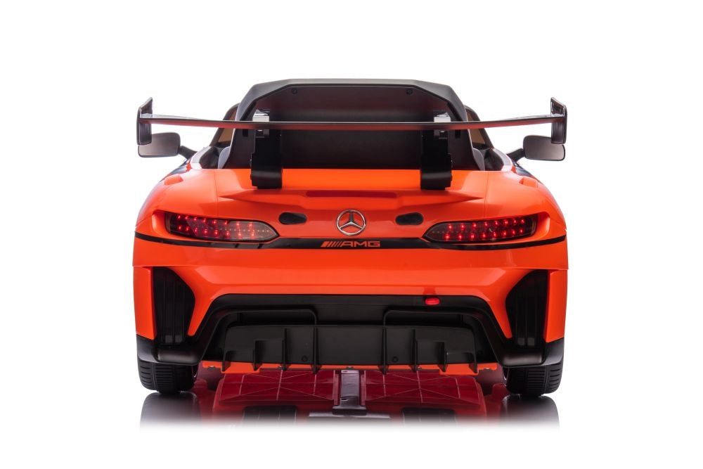 Elbil barn Mercedes AMG GT3 ride-on orange med fjärrkontroll 2.4G