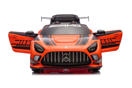 Elbil barn Mercedes AMG GT3 ride-on orange med fjärrkontroll 2.4G