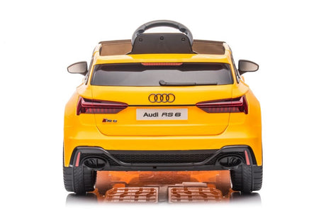 Elbil för barn Audi RS6 gul 12V fjärrkontroll 2x45W EVA-hjul