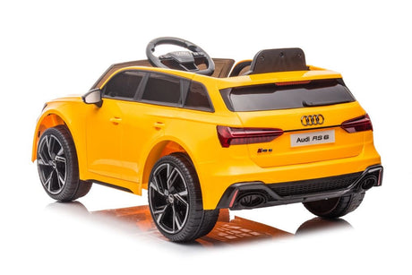 Elbil för barn Audi RS6 gul 12V fjärrkontroll 2x45W EVA-hjul