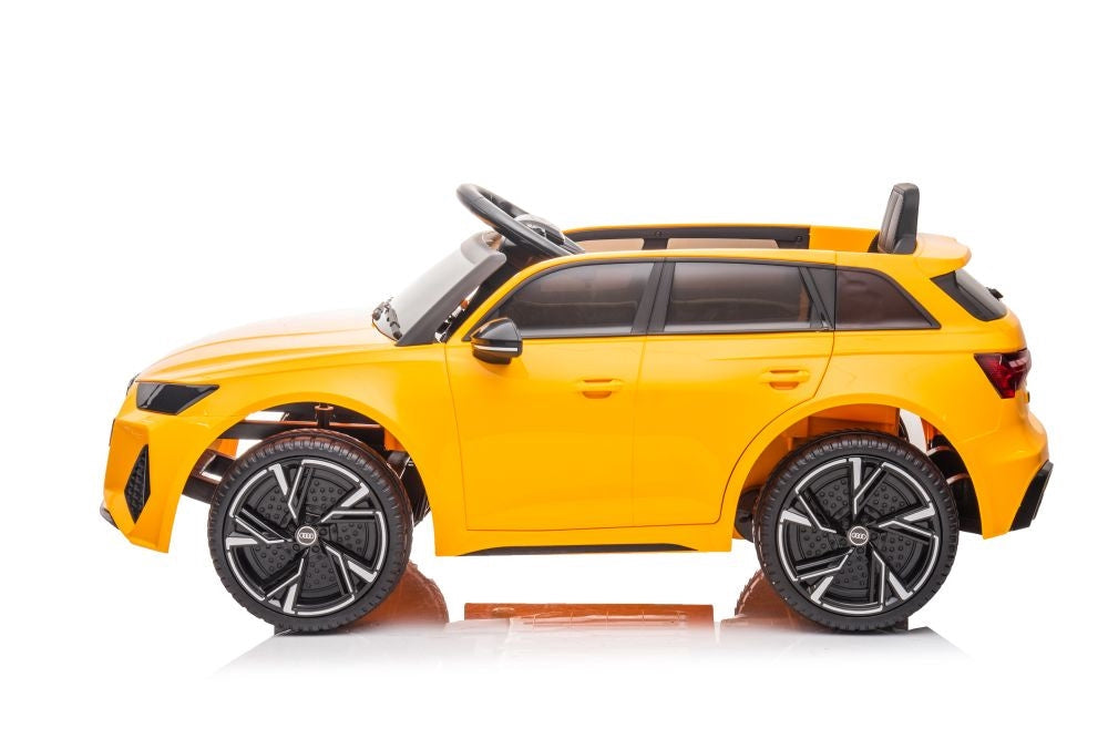 Elbil för barn Audi RS6 gul 12V fjärrkontroll 2x45W EVA-hjul