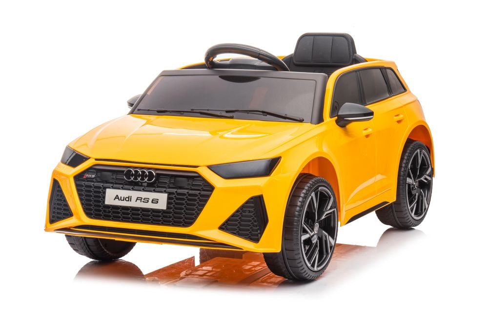 Elbil för barn Audi RS6 gul 12V fjärrkontroll 2x45W EVA-hjul