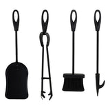 Eldstadsverktyg set 5 delar 42 cm rostfritt stål svart med ställning