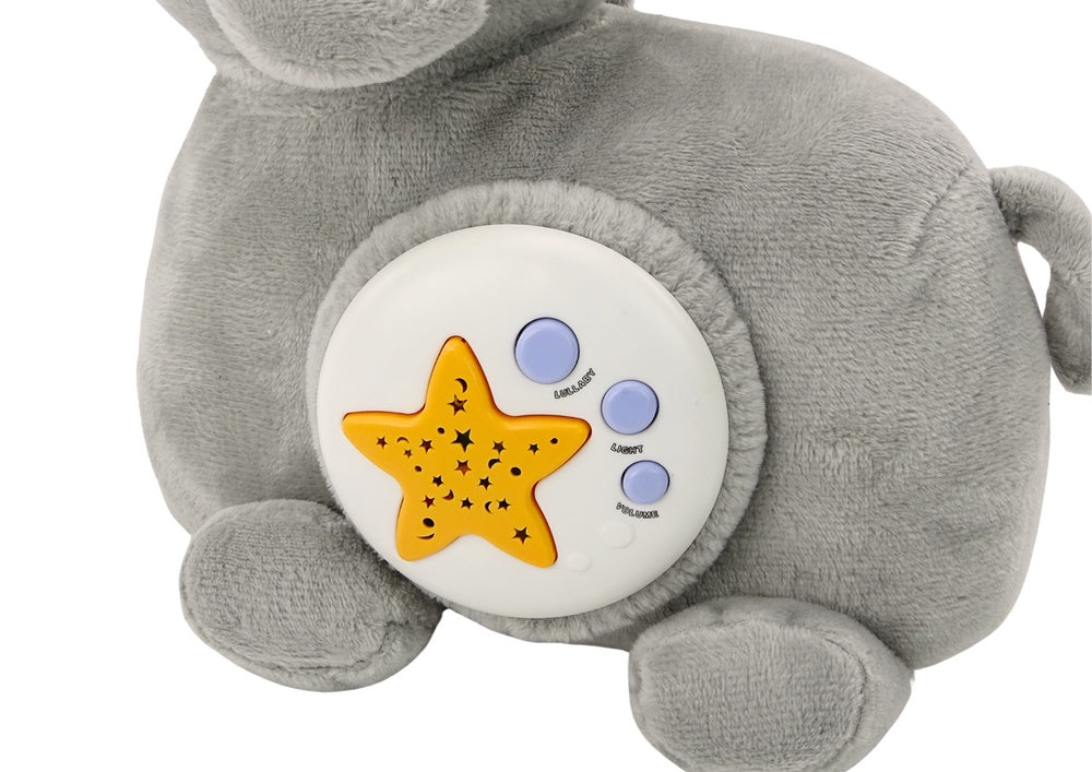 Elefant nattlampa med stjärnprojektor, musik & skallra 30 cm