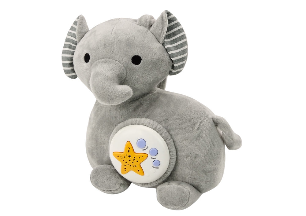 Elefant nattlampa med stjärnprojektor, musik & skallra 30 cm