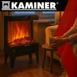 Elektrisk kamin 2000W med flammeffekt, fjärrkontroll & timer 1-12h