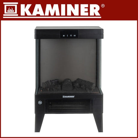 Elektrisk kamin 2000W med flammeffekt, fjärrkontroll & timer 1-12h