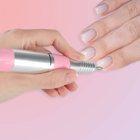 Elektrisk nagelfil 35 000 rpm med fotpedal, bits & slipband rosa