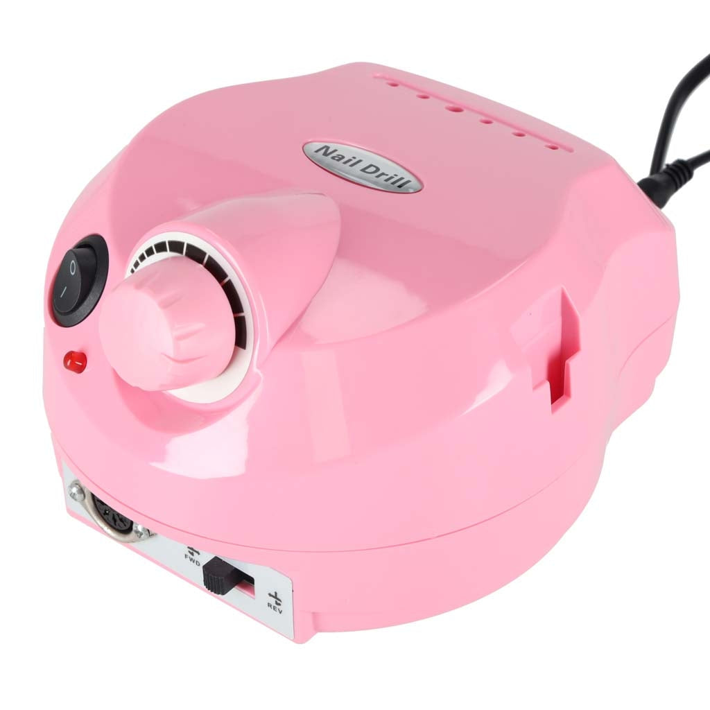 Elektrisk nagelfil 35 000 rpm med fotpedal, bits & slipband rosa