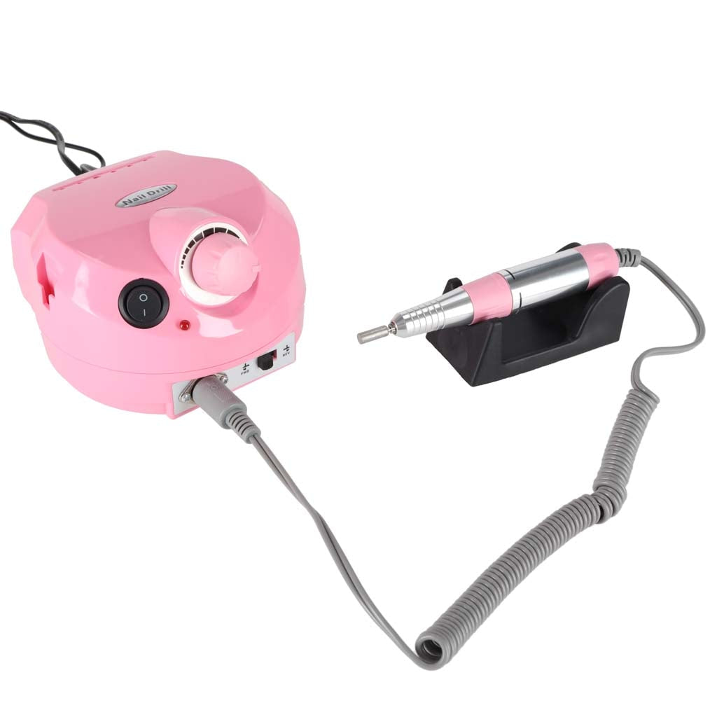 Elektrisk nagelfil 35 000 rpm med fotpedal, bits & slipband rosa