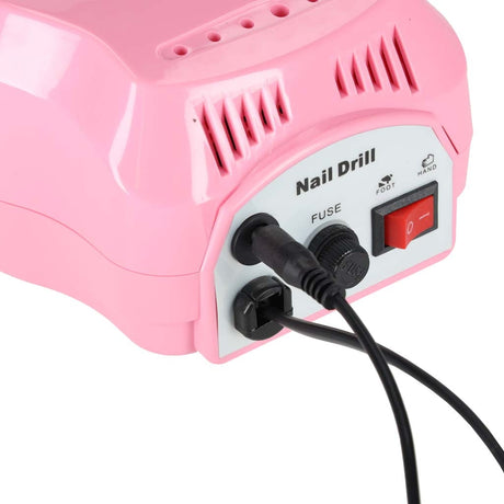 Elektrisk nagelfil 35 000 rpm med fotpedal, bits & slipband rosa