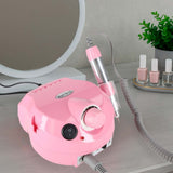 Elektrisk nagelfil 35 000 rpm med fotpedal, bits & slipband rosa
