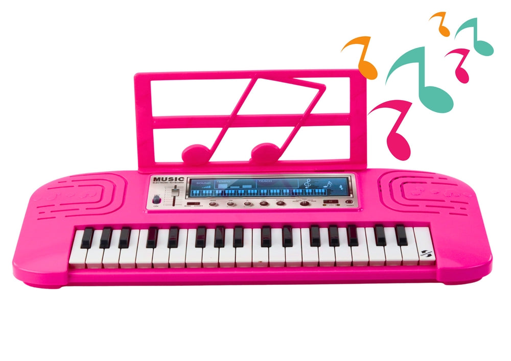 Elektriskt piano för barn 37 tangenter rosa med notställ och 36 demos