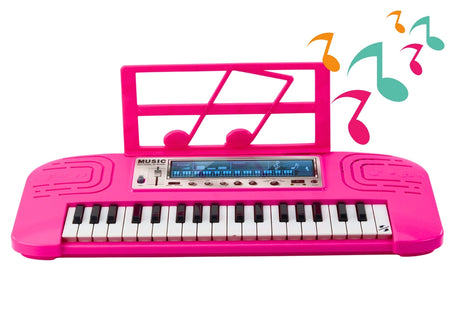 Elektriskt piano för barn 37 tangenter rosa med notställ och 36 demos