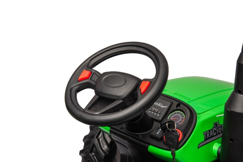 Elektrisk traktor 24V batteridriven grön för barn och vuxna