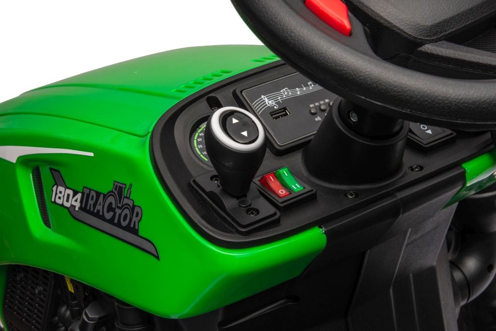 Elektrisk traktor 24V batteridriven grön för barn och vuxna