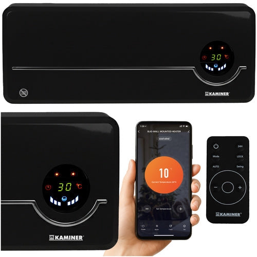 Elektrisk väggvärmare luftgardin 2000W WiFi IP22 timer fjärrkontroll