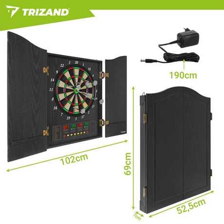 Elektronisk darttavla 45 cm med ljud/ljus, flera spel, batteri/adapter