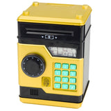 Elektronisk spargris ATM med PIN-kod, mynt- och sedelinsättning, guld