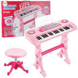Elektroniskt barnpiano 37 tangenter med mikrofon och stol