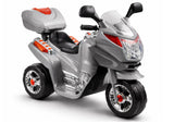 Elmotorcykel för barn 3+ 6V batteridriven 3-hjul silver