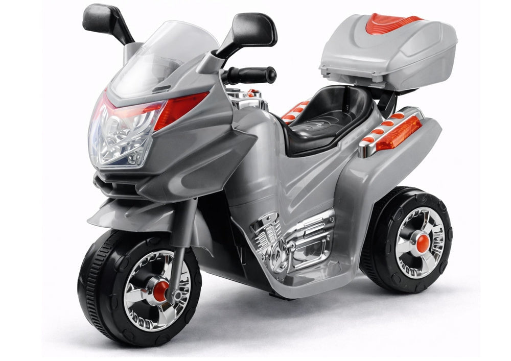 Elmotorcykel för barn 3+ 6V batteridriven 3-hjul silver