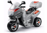 Elmotorcykel för barn 3+ 6V batteridriven 3-hjul silver