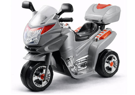 Elmotorcykel för barn 3+ 6V batteridriven 3-hjul silver
