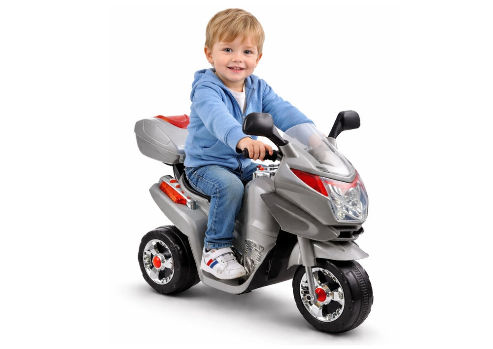 Elmotorcykel för barn 3+ 6V batteridriven 3-hjul silver