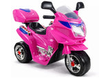 Elmotorcykel för barn 3+ rosa 6V 3-hjul LED 4 km/h