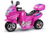 Elmotorcykel för barn 3+ rosa 6V 3-hjul LED 4 km/h