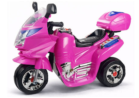 Elmotorcykel för barn 3+ rosa 6V 3-hjul LED 4 km/h