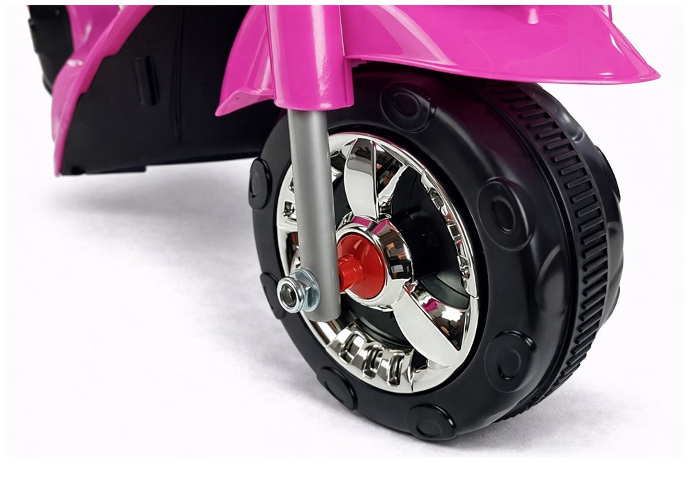 Elmotorcykel för barn 3+ rosa 6V 3-hjul LED 4 km/h