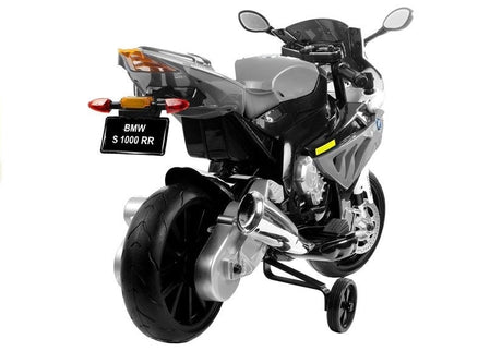Elmotorcykel för barn BMW S1000RR 12V 45W silver med fjärrkontroll
