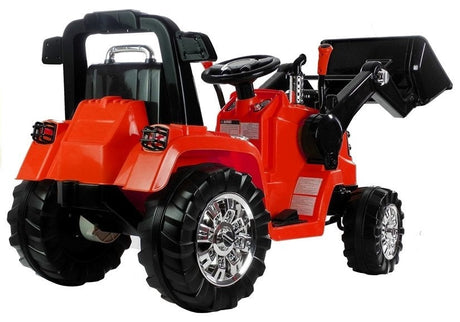 Eltraktor för barn 12V med grävarm och 2.4G fjärrkontroll röd