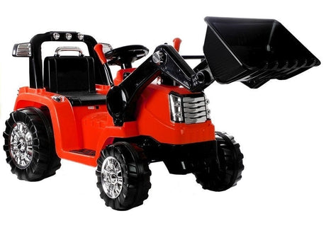 Eltraktor för barn 12V med grävarm och 2.4G fjärrkontroll röd