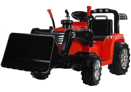 Eltraktor för barn 12V med grävarm och 2.4G fjärrkontroll röd