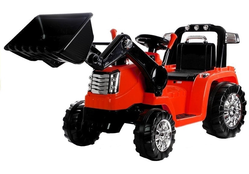 Eltraktor för barn 12V med grävarm och 2.4G fjärrkontroll röd