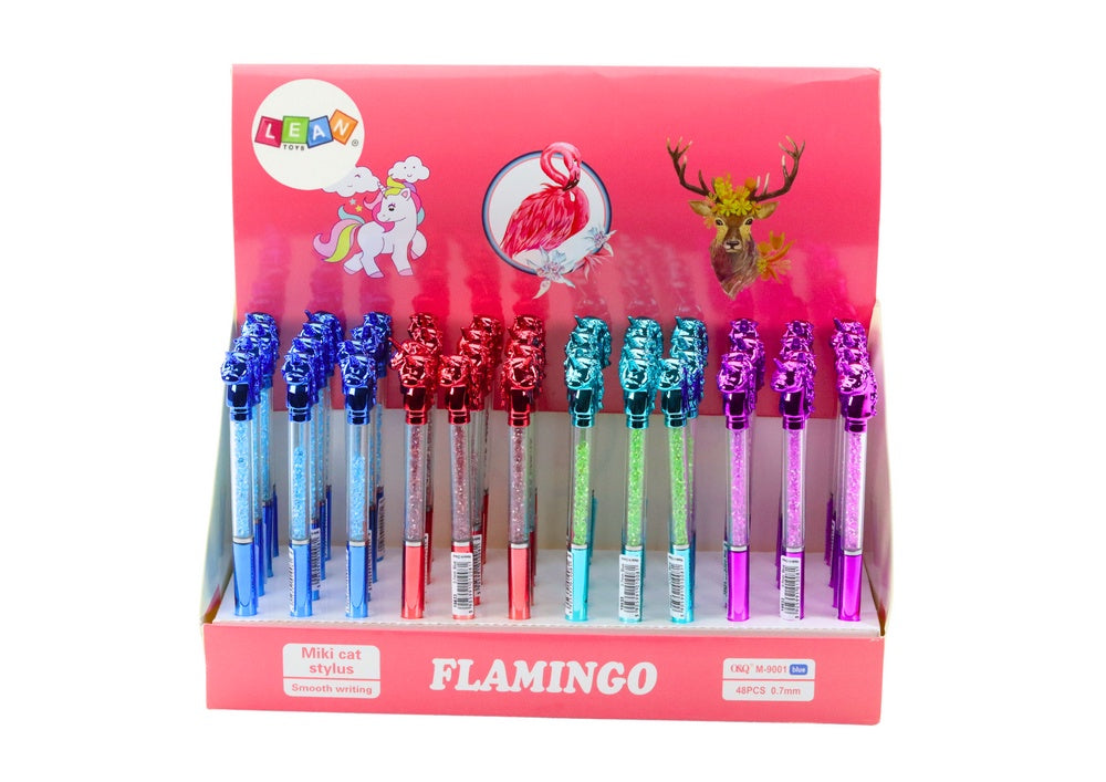 Enhörningsbläckpenna med diamanter 16 cm, 48-pack, färgval