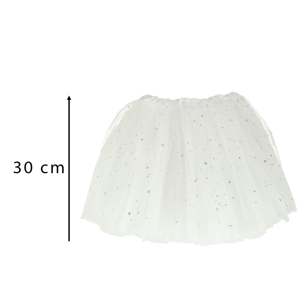 Enhörningsdräkt barn 3-6 år vit paljettkjol 30 cm + hårband