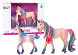 Enhörningsfigurer lila 2-pack vuxen + baby i plast 13,5/9 cm