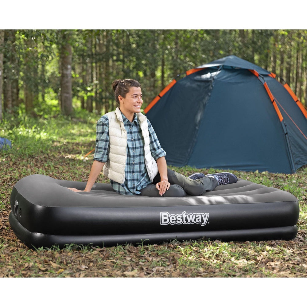Enkel luftmadrass 191x97x36 cm med USB 5V pump & kudde 150 kg
