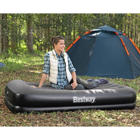 Enkel luftmadrass 191x97x36 cm med USB 5V pump & kudde 150 kg