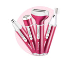 Epilator & body shaver dam 4 huvuden USB-laddning mörkrosa